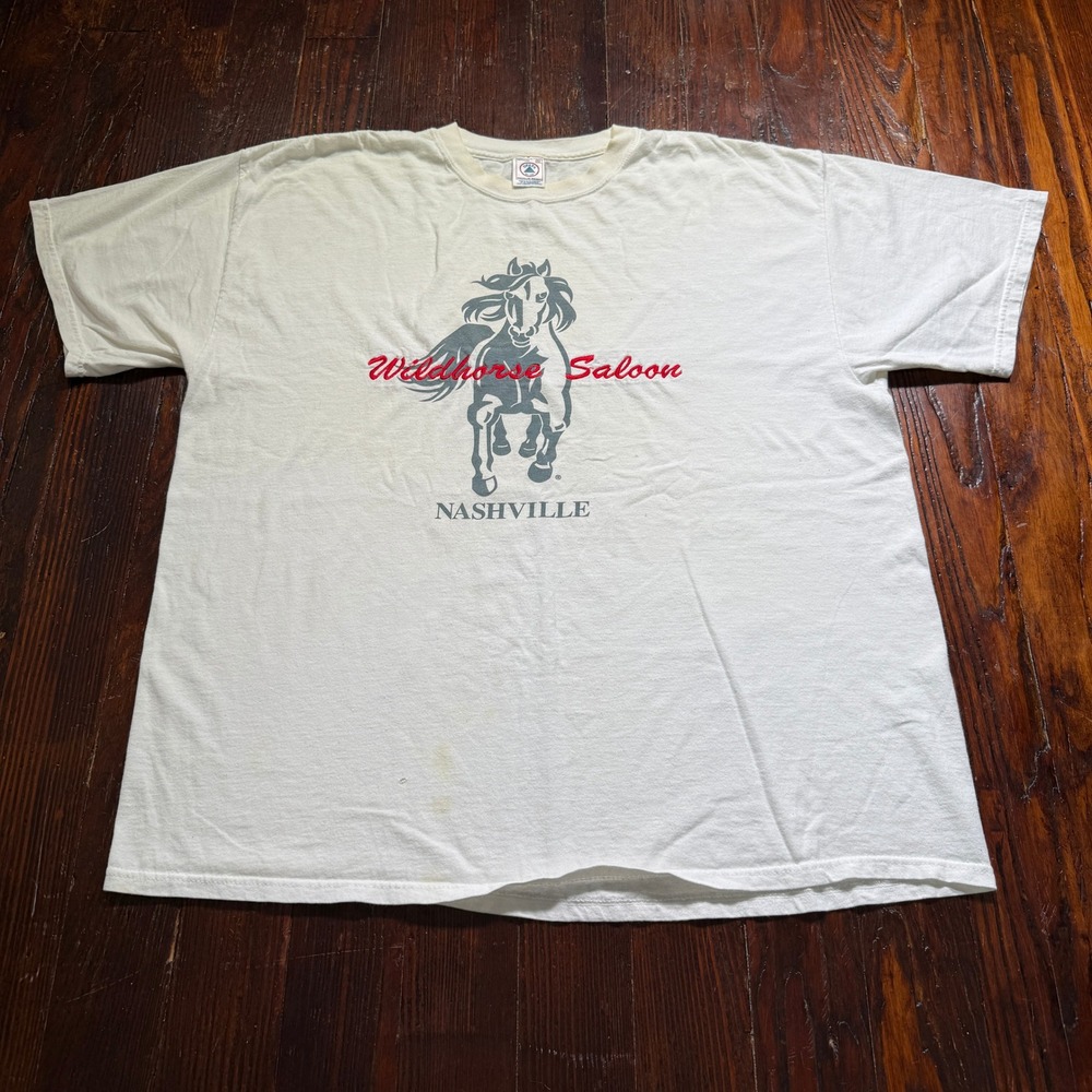 Vintage Wildhorse Saloon Shirt Men 2XL White Nashville Horse Graphic Delta